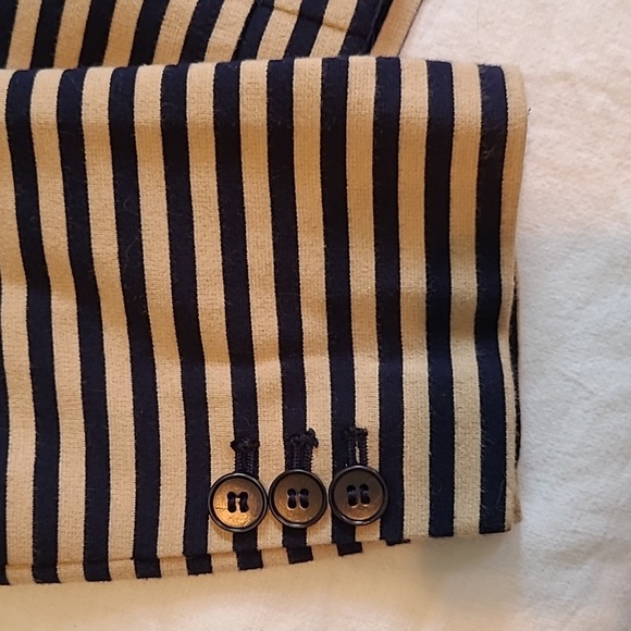 TALBOTS Tan and Navy Striped Tailored Blazer with Peplum Detail on Back - Picture 8 of 11